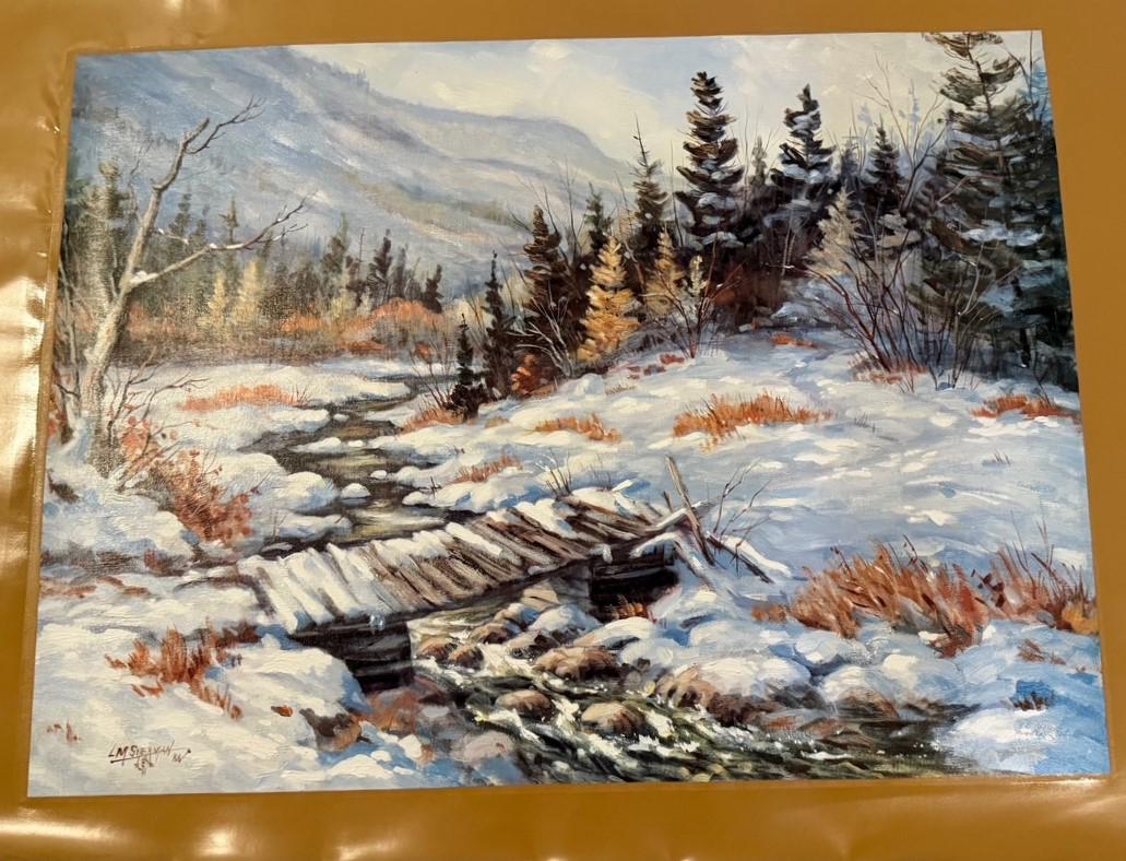 Larry Sherman "WINTER CROSSING" Authentic Oil Painting Artagraph: Number 114/1000 and Signed Limited Edition Canvas (29" x 22")