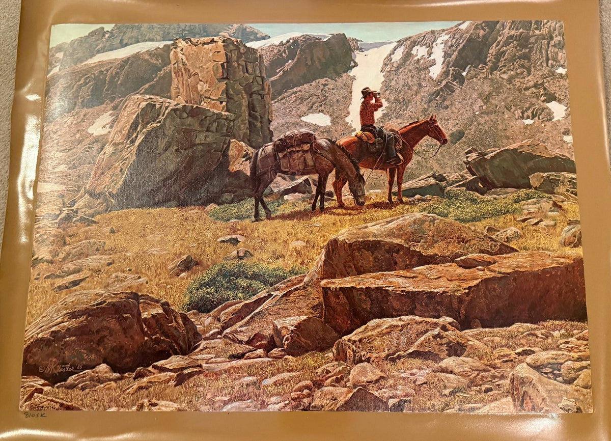 Mort Kunstler "BIG HORN RENDEZVOUS" Authentic Oil Painting Artagraph: Number 44/1000 and Signed Limited Edition Canvas (30" x 22")
