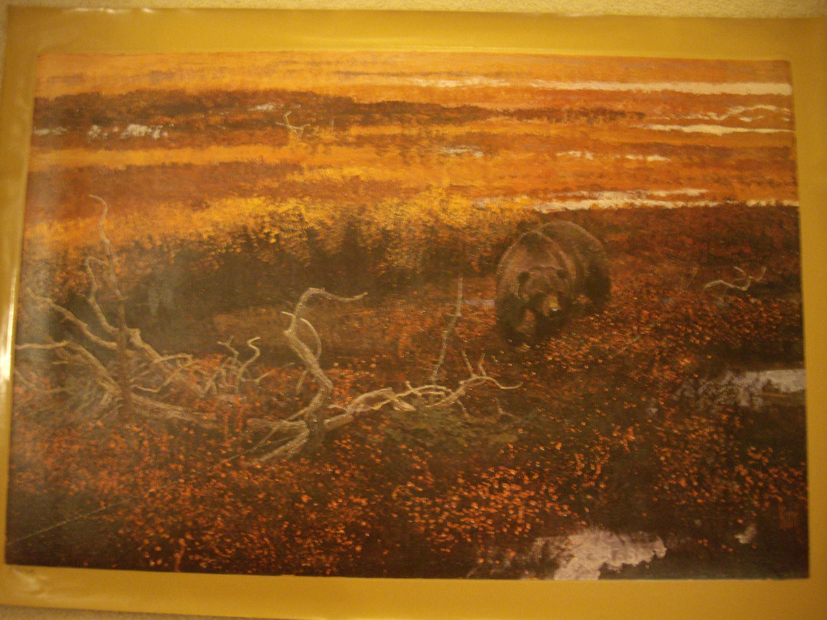 Robert Kuhn "RAMBLIN GRIZZLY" Authentic Oil Painting Artagraph: Number 174/1000 and Signed Limited Edition Canvas (36" x 24")