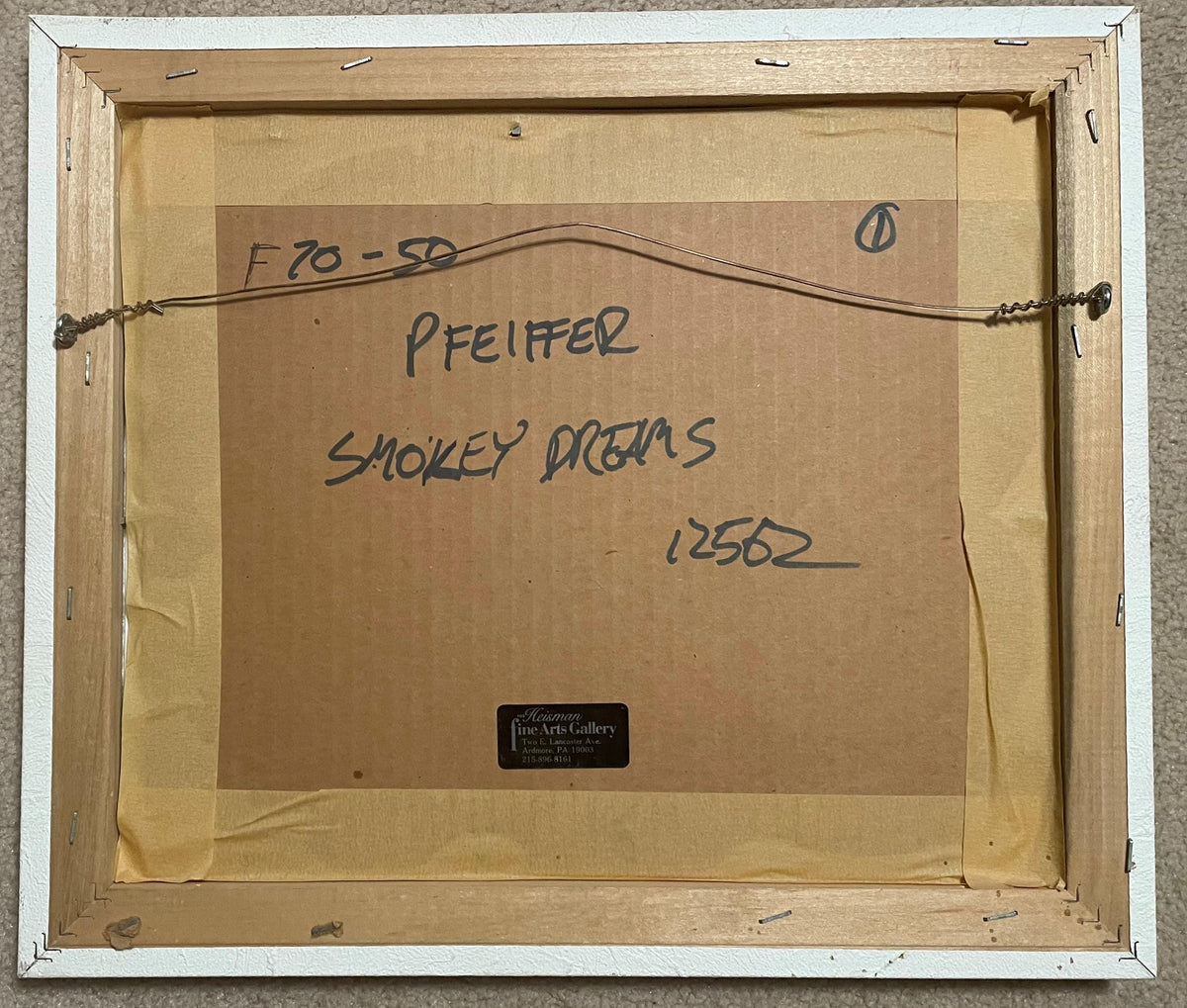 Valerie Pfeiffer " SMOKEY DREAMS" Signed, Beautiful Lithograph Print, Double Matted, Size 8" x 6" Under Glass with White Wooden Frame
