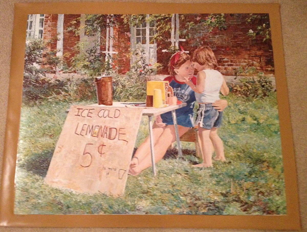 Mitchell Keirstead LEMONADE STAND" Authentic Oil Painting Artagraph: Number 74/1000 and Signed Limited Edition Canvas (30" x 24")